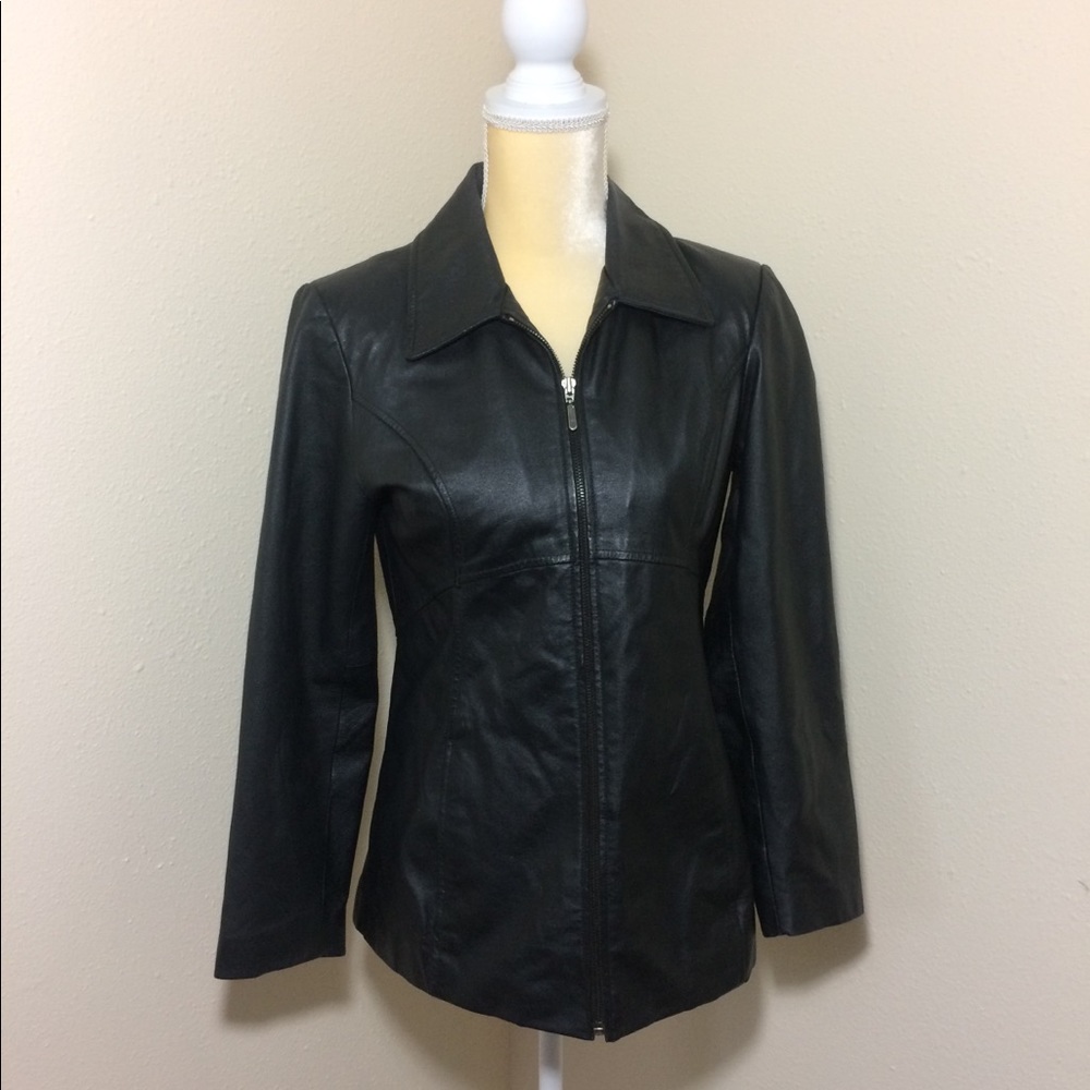 Leather Black Jacket size small Like New!